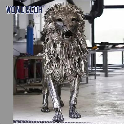 China Outdoor Decor Forged Metal Sculpture WONDERS Lion Metal Sculpture for sale