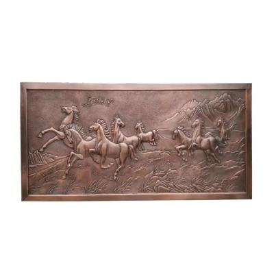 China Outdoor Metal Decoration Bronze Relief Sculpture With Galloping Horses for sale