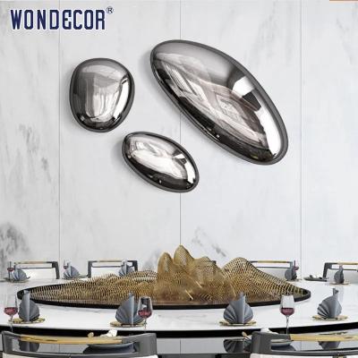 China Abstract cobblestone hotel lobby stainless steel wall decoration sculpture for sale