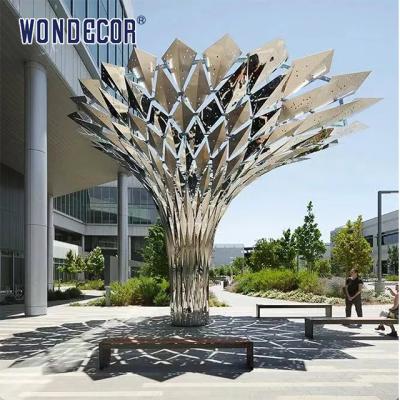 China Large 3D Outdoor Stainless Steel Sculpture Garden Decoration Abstract Geometric Tree for sale