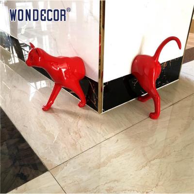 China Geometric Cat Stainless Steel Modern Sculpture Passing Through Wall for sale