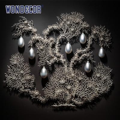 China Pared personalizada arte moderno corales perlas decoración del hogar escultura de acero inoxidable en venta