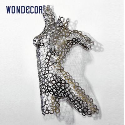 China Circular Splicing Female Torso Stainless Steel Abstract Sculpture Wall Decoration for sale