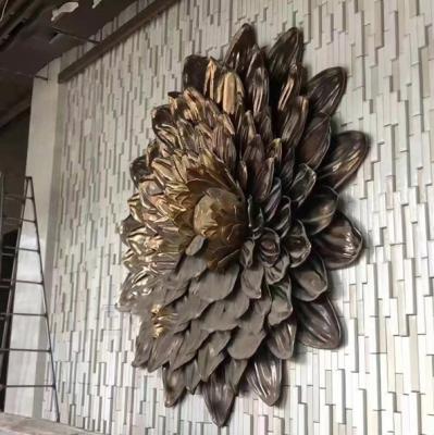 China 3D Large Metal Wall Sculpture Indoor Flower Decoration Copper for sale