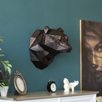 China Escultura de arte de parede de metal personalizada cabeça de urso geométrica decoração de casa à venda