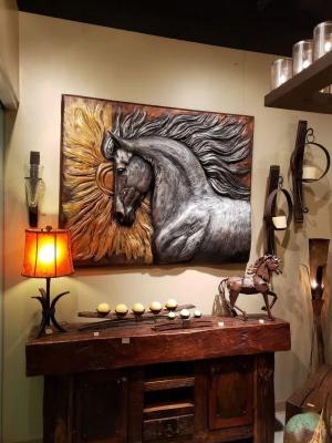 China Persoonlijke binnenruimte grote muur metaal kunst brons paard wand decoratie Te koop