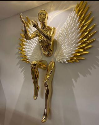 China Large Art Weather-Tough Metal Wall Art Sculpture Decoration Stainless Steel Angel for sale