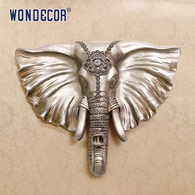 China Elephant Head Decoration Metal Wall Art Sculpture Stainless Steel Modern for sale