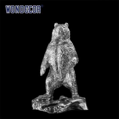 China Customized Casting Stainless Steel Sculpture Metal Art Standing Bear for sale