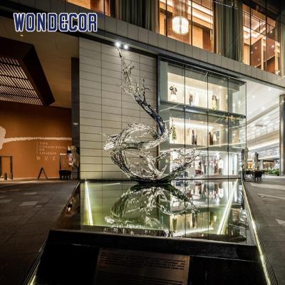China Large Scale Stainless Steel Sculpture Artists With Water Splashes In Outdoor Squares en venta