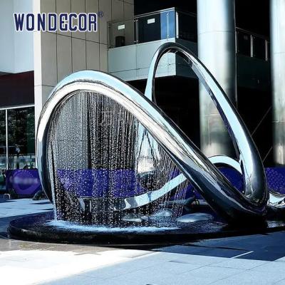 China Large geometric circular fountain stainless steel sculpture in the square for sale