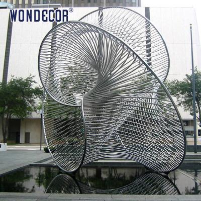 China Outdoor large art geometric circular tube splicing design stainless steel sculpture for sale