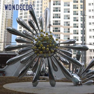 China Large scale art blooming flower stainless steel sculpture in the square for sale