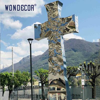 Китай Наружная площадь Большое металлическое искусство Крест скульптура из нержавеющей стали продается