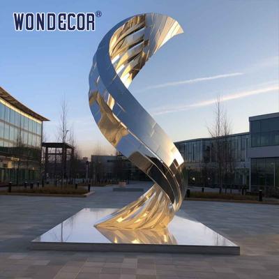Κίνα Modern Garden Mirror Metal Ribbon Art LED Light Stainless Steel Sculpture προς πώληση