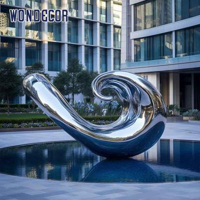 China Large Abstract Metal Wave Art Stainless Steel Sculpture Te koop