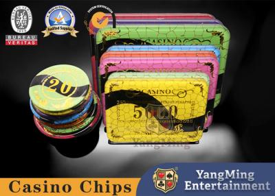China High Temperature Gilded Grid Poker Chips Design Casino Table Baccarat Acrylic Crystal Chips for sale