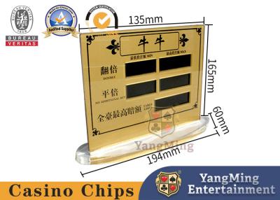 Chine Jeux de poker de Tableau de casino d'Acrylique NiuNiu de conception de prise pariant le signe de limite à vendre