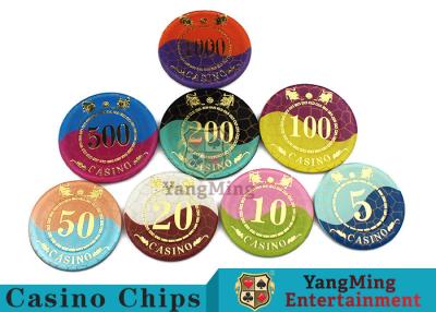 China Crystal Acrylic Casino Poker Chips , Mesh Bronzing Silkscreen Custom Casino Chips for sale