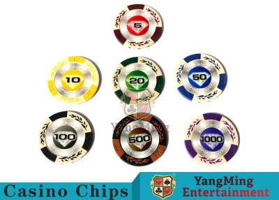 China 14 gramos Matte Sticker Custom Clay Poker Chips With 25pcs en un rollo del encogimiento en venta