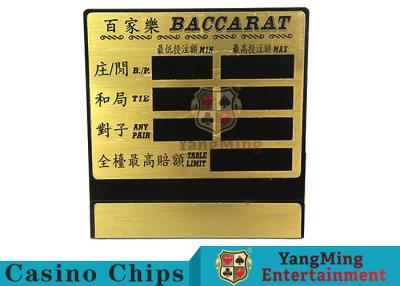 China Blackjack / Poker Casino Table Dedicated Pure Copper Table Limit Sign for sale