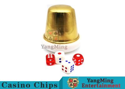 China Macau Baccarat Dedicated Acrylic Dealer Button Plate Si Bo Poker Table Games Accessories Gambling Gold Metal Dice Cup for sale