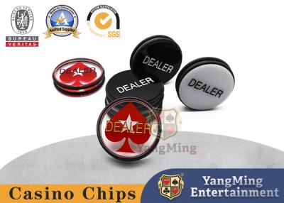 China Acrylic PVC Baccarat Marker Black And White Silk Screen Engraved Texas Poker Dealer Button for sale