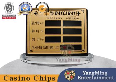 Chine 2017 nouveaux jeux Bet Limit Sign Card de Tableau de tisonnier de limite de Tableau de Stud poker de casino de conception à vendre