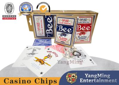 China Red And Blue Bee Back Pattern 310g Black Core Casino Poker Card Spot Color Box Packaging for sale