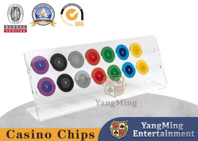 China Casino Transparent Chip Rack 16 Runde 40mm Poker Chips Münzen Acryl Display Rack zu verkaufen