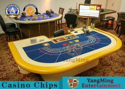 China Fiber Fireproof Board Baccarat Gambling Poker Table 3m³ With Wooden Pedestal Leg for sale