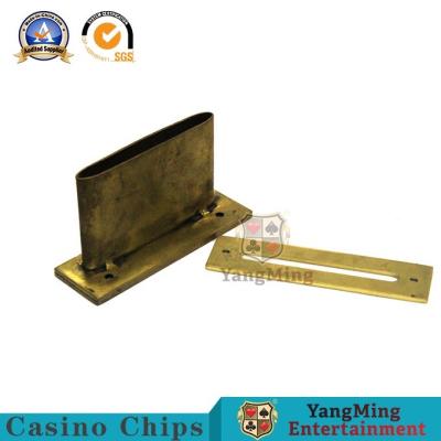 China Stainless Steel Casino Game Accessories Gambling Table Anodized Brass Slot Poker Chip And Bill Drop Slot Tip Holder for sale