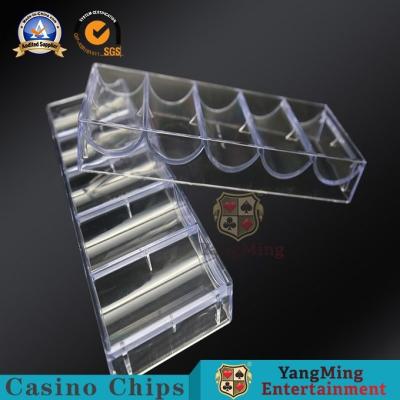 China 100 PCS 40mm Transparent Acrylic Casino Chip Tray With Cover / Gambling Baccarat Table Accessories for sale