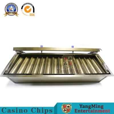 China Casino Chip Holder For Round Poker Chip And Plaque da dupla camada do metal de 14 fileiras à venda