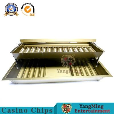 China Two - Storied Structure Casino Chip Tray  / Copper Plating Metal Chip Holder With Lid for sale