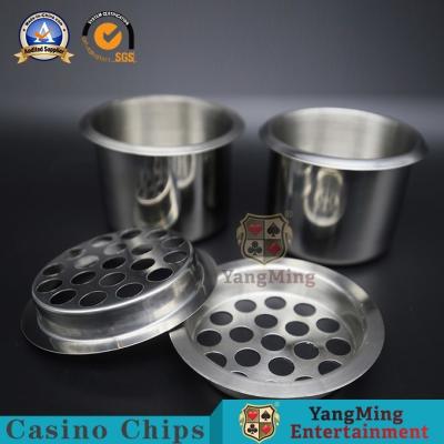 China 70g Casino Game Accessories Texas Hold 'Em Table Stainless Steel Drop In Ashtray Screen For Poker Table Drink Holders for sale