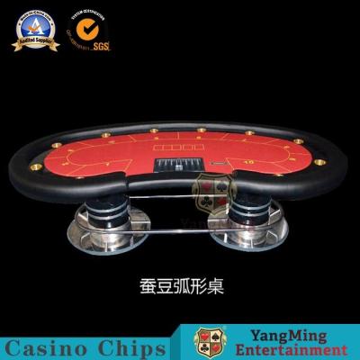 China 8-10 Person Oval Casino Foldable Poker Table Texas Hold'Em Led Table With Waterproof Fabric Table Top for sale