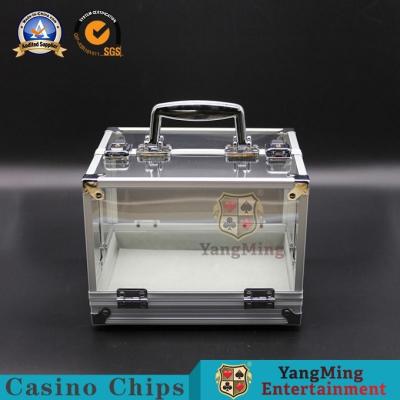 China 600pcs Full Transparent Metal Lock Casino Poker Chips Carrier Aluminum Clarity Window With Two Lock Case for sale