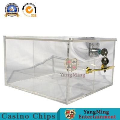 China Fully Transparent Gamb Square Acrylic Roulette Toke Box / Custom Table Poker Chips Box Cards Metal Lock Carrier for sale