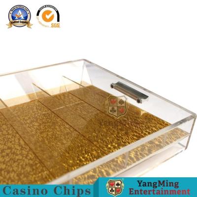 China 9 Row Casino Chip Tray Acrylic Cash Tips Poker Table Drop Box Double Handle for sale