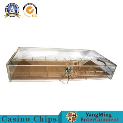 China SGS Casino Chip Tray Club Gold Wire Bottom Structure 8 Rows UV RFID Chips Handle Carrier for sale