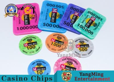 中国 円形および8 RFIDのポーカー用のチップの透明なアクリルのカジノの紫外線破片はセキュリティ・コードのプラクを置いた 販売のため