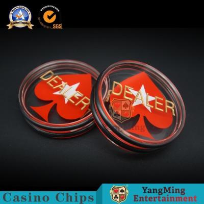 China Durable Casino Game Accessories Texas Club Poker 75mm Dealer Discard Button Acrylic Plastic Red Heart for sale