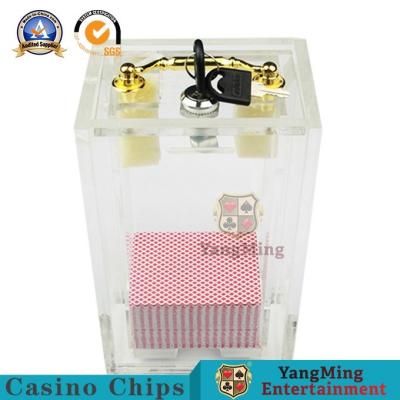 China Acrylic Metal Lock Discard Holder Baccarat Dragon Tiger Gambling Table Games Playing Cards Carrier For 8 Decks for sale