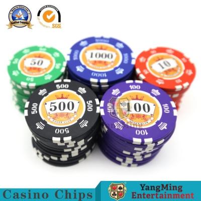 China 14g Iron Core Gambling Poker Chip Set With Sticker Numbers  Circular for sale