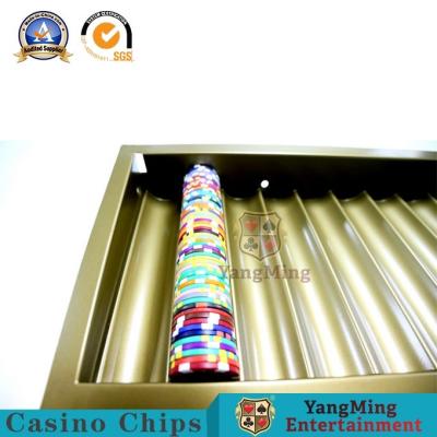 China one Layer Luxury Gold Metal Gambling Casino Chip Tray 300-500Pcs 14g Clay Chips Holder for sale