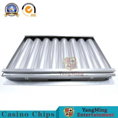 China Industrial Iron 8 Rows Metal Casino Chip Tray Single Layer Poker Chips Float Bright Silver for sale