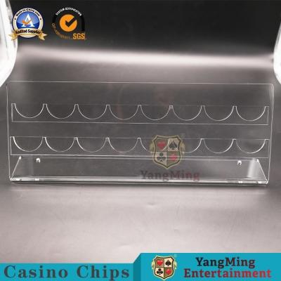 Cina Tabella trasparente piena Chips Display Horizontal Section Casino della ruota di roulette intorno a Chips Rake in vendita