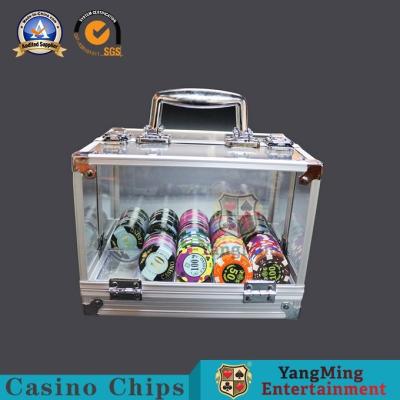 China Aluminum Alloy Double Open Acrylic Chips Carrier Texas Poker Round Chips Handle With Metal Lock for sale