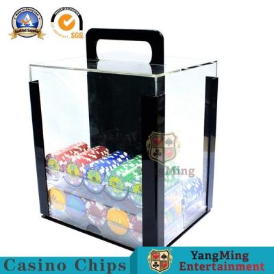 China Gambling RFID Chips Acrylic Carrier Portable Poker Chip Holder With Tray For 1000 Pcs 40mm Casino Poker Chips for sale